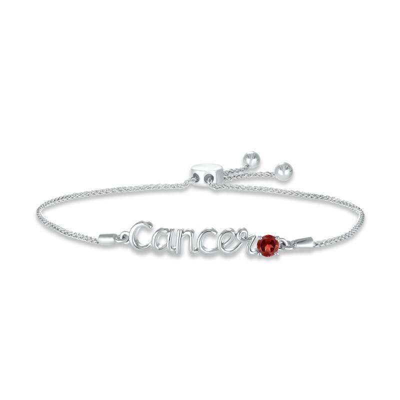 Main Image 1 of Garnet Zodiac Cancer Bolo Bracelet Sterling Silver 9.5&quot;