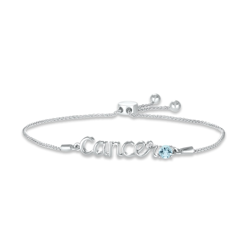 Main Image 1 of Aquamarine Zodiac Cancer Bolo Bracelet Sterling Silver 9.5&quot;