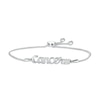 Thumbnail Image 1 of White Lab-Created Sapphire Zodiac Cancer Bolo Bracelet 10K White Gold 9.5&quot;