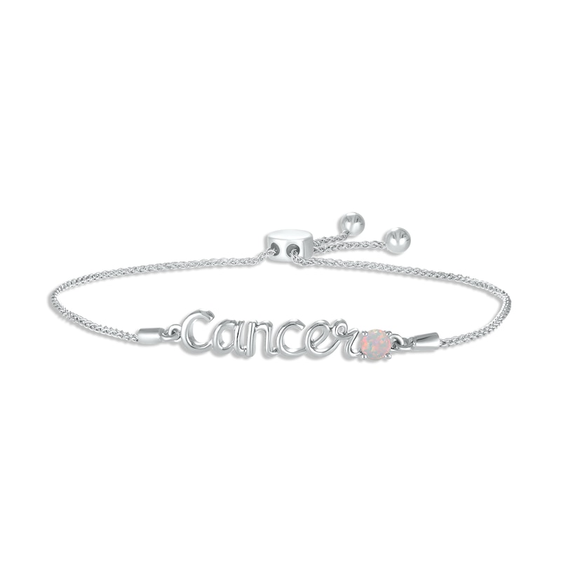 Main Image 1 of Lab-Created Opal Zodiac Cancer Bolo Bracelet 10K White Gold 9.5&quot;