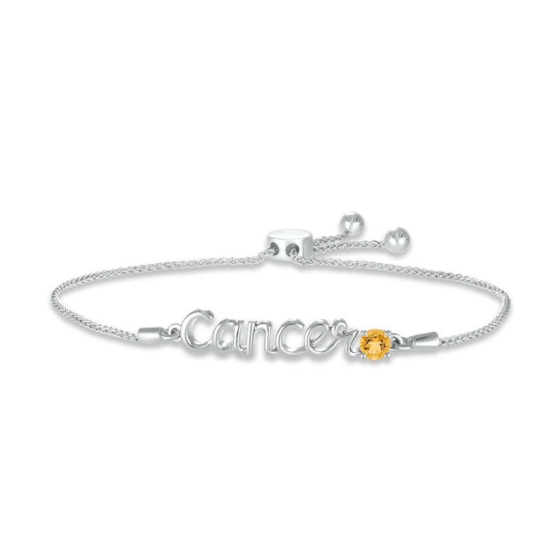 Main Image 1 of Citrine Zodiac Cancer Bolo Bracelet 10K White Gold 9.5&quot;