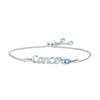 Thumbnail Image 1 of Swiss Blue Topaz Zodiac Cancer Bolo Bracelet 10K White Gold 9.5&quot;