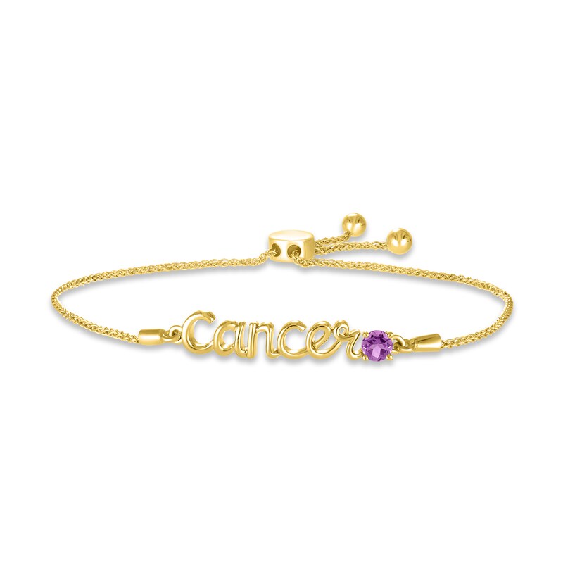 Main Image 1 of Amethyst Zodiac Cancer Bolo Bracelet 10K Yellow Gold 9.5&quot;