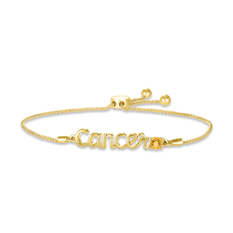Main Image 1 of Citrine Zodiac Cancer Bolo Bracelet 10K Yellow Gold 9.5&quot;