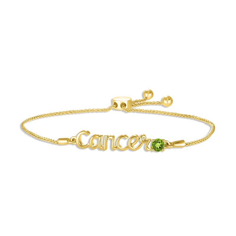 Main Image 1 of Peridot Zodiac Cancer Bolo Bracelet 10K Yellow Gold 9.5&quot;