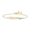 Thumbnail Image 0 of Swiss Blue Topaz Zodiac Cancer Bolo Bracelet 10K Yellow Gold 9.5"