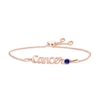 Blue Lab-Created Sapphire Zodiac Cancer Bolo Bracelet 10K Rose Gold 9.5"