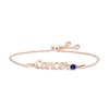 Thumbnail Image 1 of Blue Lab-Created Sapphire Zodiac Cancer Bolo Bracelet 10K Rose Gold 9.5&quot;
