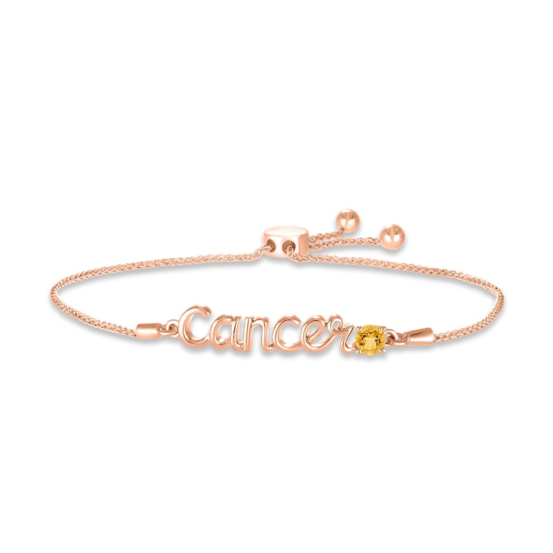 Main Image 1 of Citrine Zodiac Cancer Bolo Bracelet 10K Rose Gold 9.5&quot;