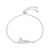 Thumbnail Image 1 of White Lab-Created Sapphire Zodiac Leo Bolo Bracelet Sterling Silver 9.5"