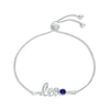 Thumbnail Image 1 of Blue Lab-Created Sapphire Zodiac Leo Bolo Bracelet Sterling Silver 9.5"
