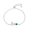 Lab-Created Emerald Zodiac Leo Bolo Bracelet Sterling Silver 9.5"