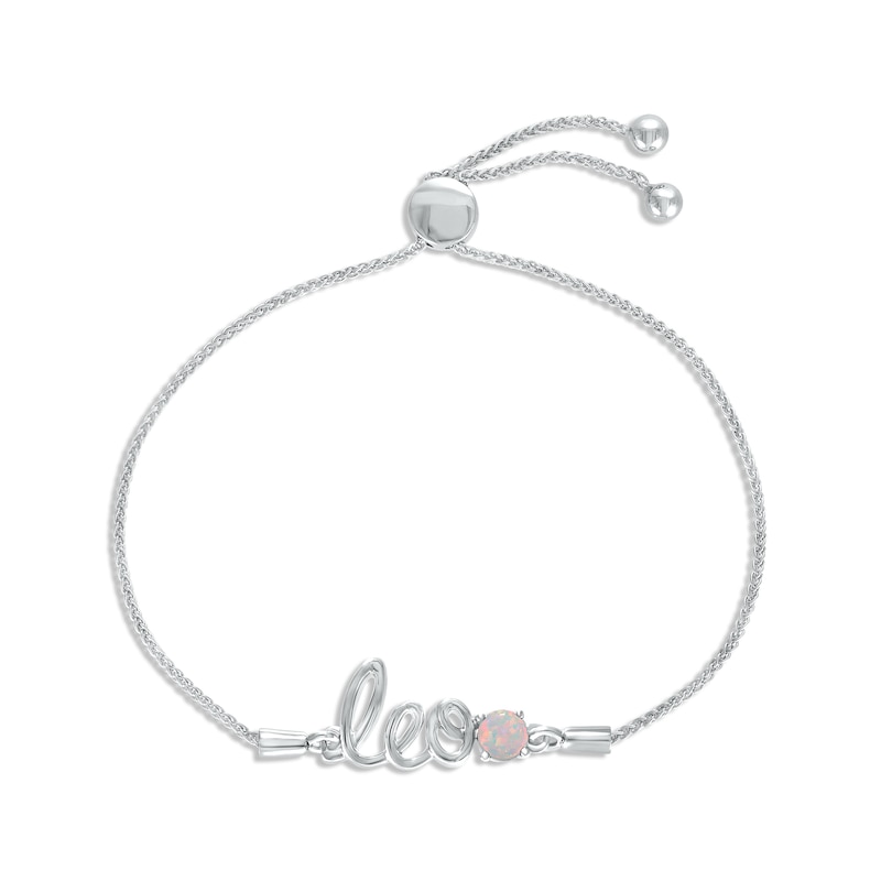 Main Image 1 of Lab-Created Opal Zodiac Leo Bolo Bracelet Sterling Silver 9.5&quot;