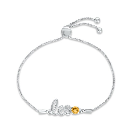 Citrine Zodiac Leo Bolo Bracelet Sterling Silver 9.5"