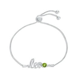 Peridot Zodiac Leo Bolo Bracelet Sterling Silver 9.5"