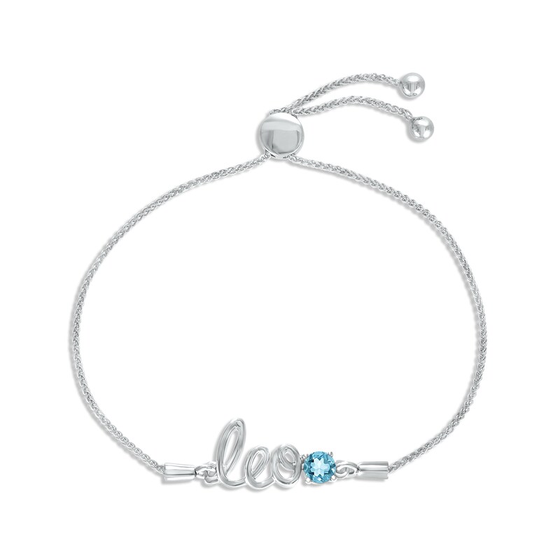 Main Image 1 of Swiss Blue Topaz Zodiac Leo Bolo Bracelet Sterling Silver 9.5&quot;