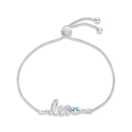 Aquamarine Zodiac Leo Bolo Bracelet Sterling Silver 9.5"
