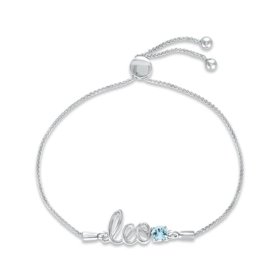 Aquamarine Zodiac Leo Bolo Bracelet Sterling Silver 9.5"