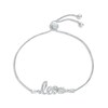 Thumbnail Image 1 of White Lab-Created Sapphire Zodiac Leo Bolo Bracelet 10K White Gold 9.5"