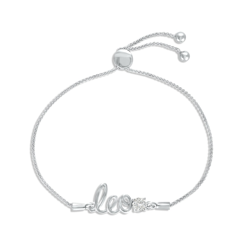 Main Image 1 of White Lab-Created Sapphire Zodiac Leo Bolo Bracelet 10K White Gold 9.5"