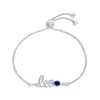 Thumbnail Image 1 of Blue Lab-Created Sapphire Zodiac Leo Bolo Bracelet 10K White Gold 9.5&quot;