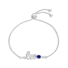 Blue Lab-Created Sapphire Zodiac Leo Bolo Bracelet 10K White Gold 9.5"
