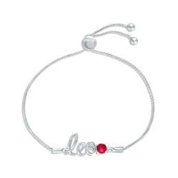 Lab-Created Ruby Zodiac Leo Bolo Bracelet 10K White Gold 9.5"