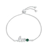 Thumbnail Image 0 of Lab-Created Emerald Zodiac Leo Bolo Bracelet 10K White Gold 9.5"