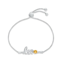Citrine Zodiac Leo Bolo Bracelet 10K White Gold 9.5"