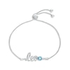 Thumbnail Image 1 of Swiss Blue Topaz Zodiac Leo Bolo Bracelet 10K White Gold 9.5&quot;