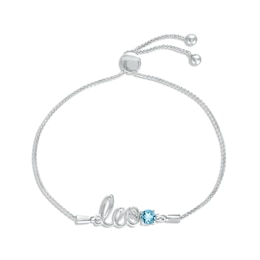 Swiss Blue Topaz Zodiac Leo Bolo Bracelet 10K White Gold 9.5"