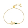 Thumbnail Image 1 of Lab-Created Emerald Zodiac Leo Bolo Bracelet 10K Yellow Gold 9.5&quot;