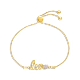 Lab-Created Opal Zodiac Leo Bolo Bracelet 10K Yellow Gold 9.5"