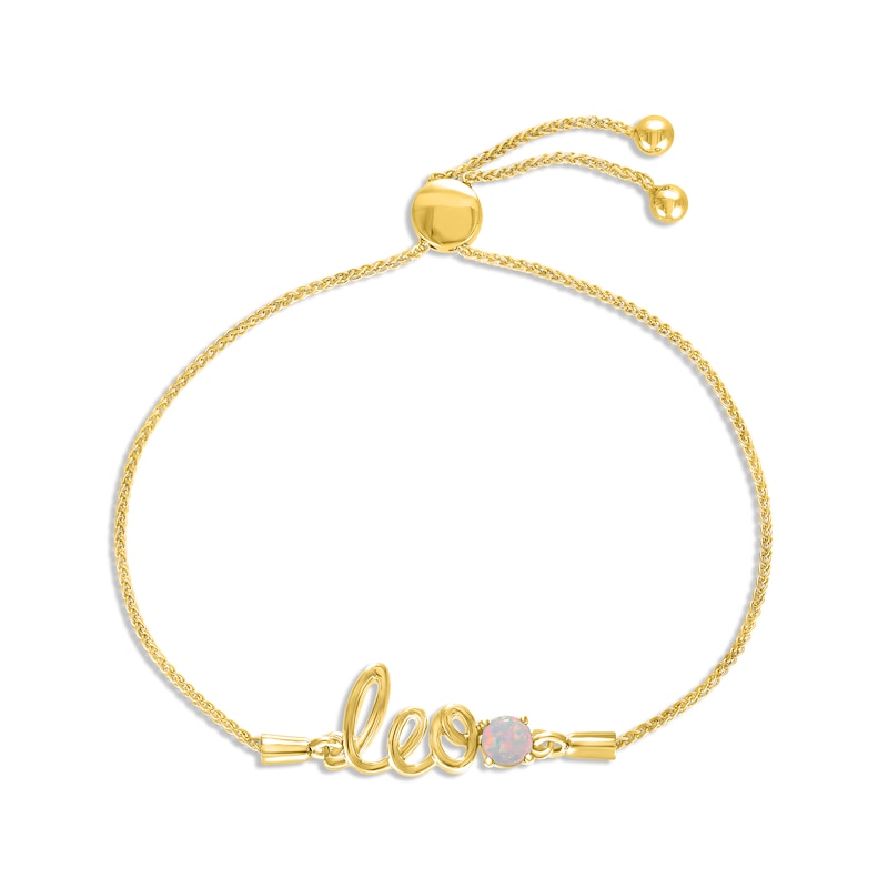 Main Image 1 of Lab-Created Opal Zodiac Leo Bolo Bracelet 10K Yellow Gold 9.5&quot;