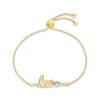 Thumbnail Image 1 of Aquamarine Zodiac Leo Bolo Bracelet 10K Yellow Gold 9.5&quot;