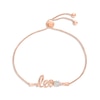 Thumbnail Image 1 of White Lab-Created Sapphire Zodiac Leo Bolo Bracelet 10K Rose Gold 9.5&quot;