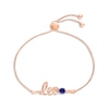 Thumbnail Image 1 of Blue Lab-Created Sapphire Zodiac Leo Bolo Bracelet 10K Rose Gold 9.5&quot;
