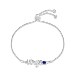 Blue Lab-Created Sapphire Zodiac Virgo Bolo Bracelet Sterling Silver 9.5"