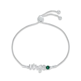 Lab-Created Emerald Zodiac Virgo Bolo Bracelet Sterling Silver 9.5"