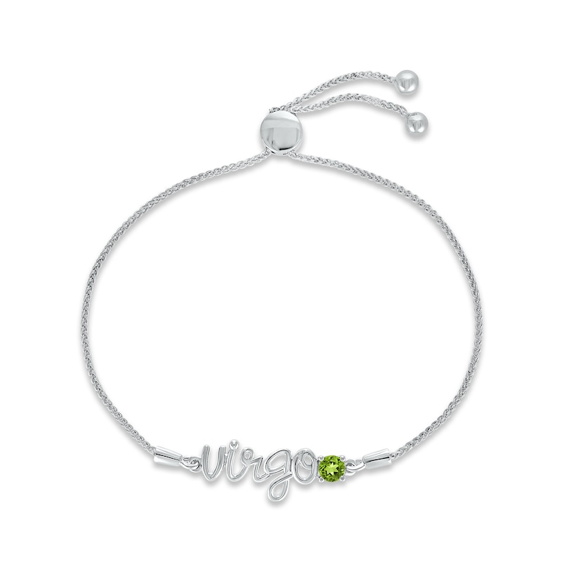 Main Image 1 of Peridot Zodiac Virgo Bolo Bracelet Sterling Silver 9.5&quot;