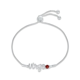 Garnet Zodiac Virgo Bolo Bracelet Sterling Silver 9.5"