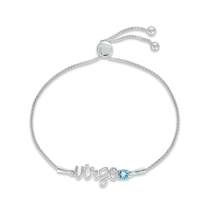 Main Image 1 of Swiss Blue Topaz Zodiac Virgo Bolo Bracelet Sterling Silver 9.5&quot;