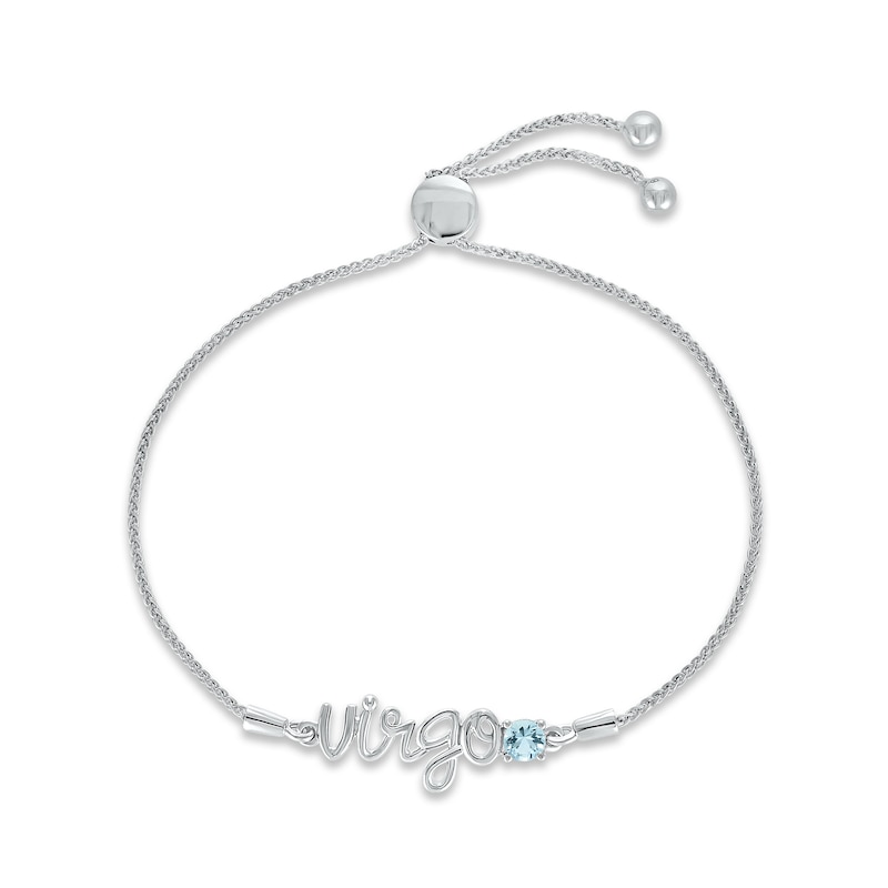 Main Image 1 of Aquamarine Zodiac Virgo Bolo Bracelet Sterling Silver 9.5&quot;