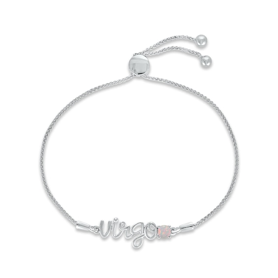 Lab-Created Opal Zodiac Virgo Bolo Bracelet 10K White Gold 9.5"