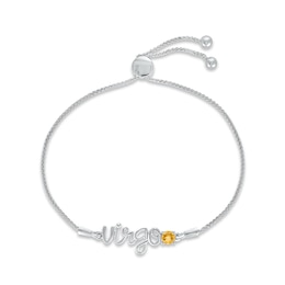 Citrine Zodiac Virgo Bolo Bracelet 10K White Gold 9.5"