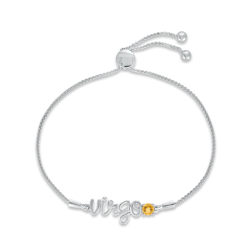 Main Image 1 of Citrine Zodiac Virgo Bolo Bracelet 10K White Gold 9.5&quot;