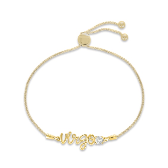 White Lab-Created Sapphire Zodiac Virgo Bolo Bracelet 10K White Gold 9.5