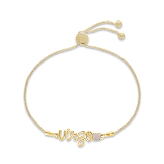 Lab-Created Opal Zodiac Virgo Bolo Bracelet 10K Yellow Gold 9.5"