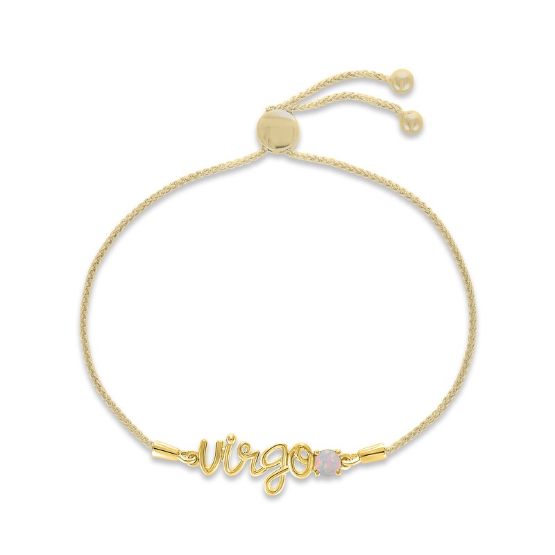 Main Image 1 of Lab-Created Opal Zodiac Virgo Bolo Bracelet 10K Yellow Gold 9.5&quot;