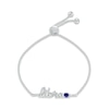 Thumbnail Image 1 of Blue Lab-Created Sapphire Zodiac Libra Bolo Bracelet Sterling Silver 9.5"